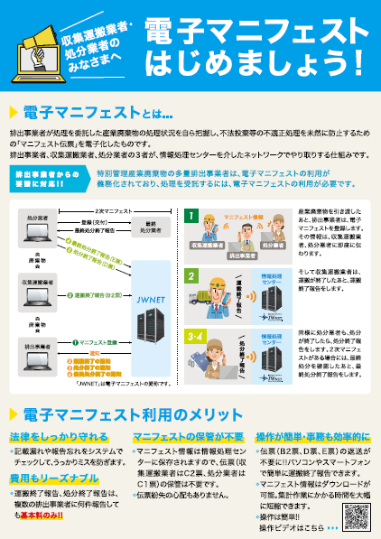 処理業向けチラシ「電子マニフェストはじめましょう!」