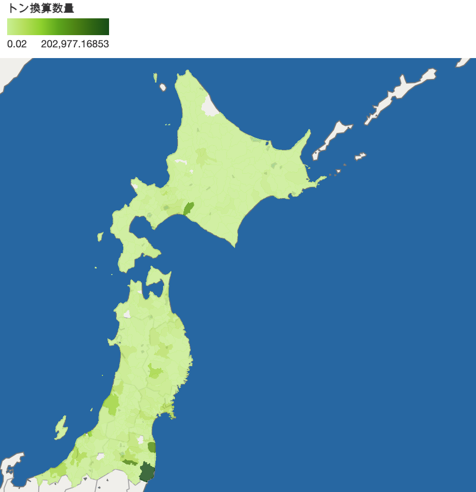 1-1.北海道・東北ブロックにおける処理委託量（地図）