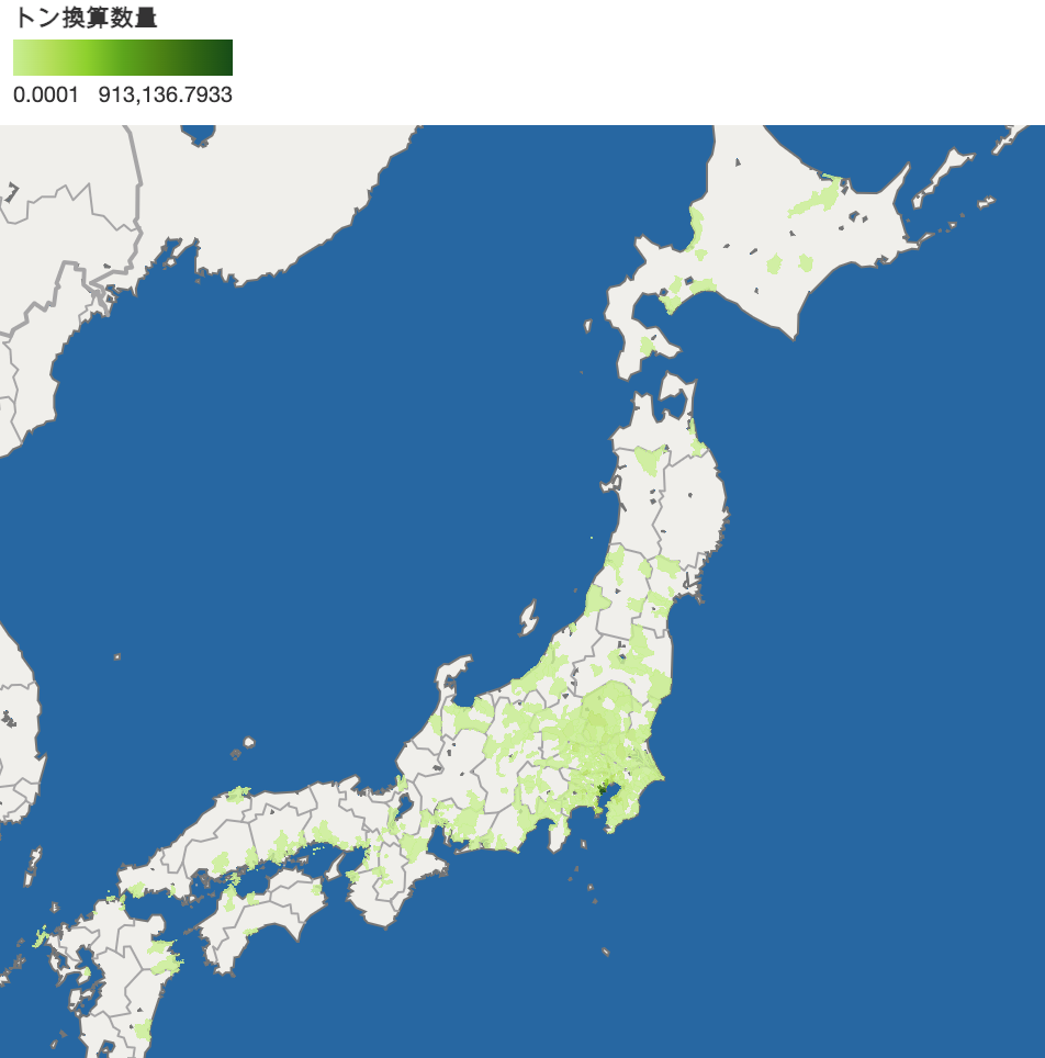 2-2.関東ブロックで排出した産業廃棄物の処分を受託した量（地図）